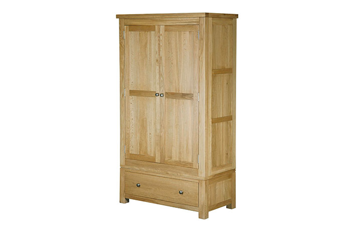 Wardrobes - Suffolk Solid Oak Gents Double Wardrobe