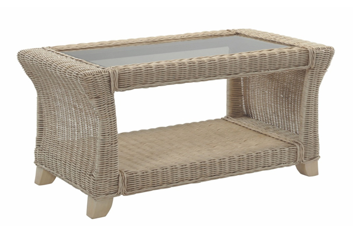 Crawford Modular Rattan Range in Natural Wash - Charlton Cane Coffee Table with Bronze Glass