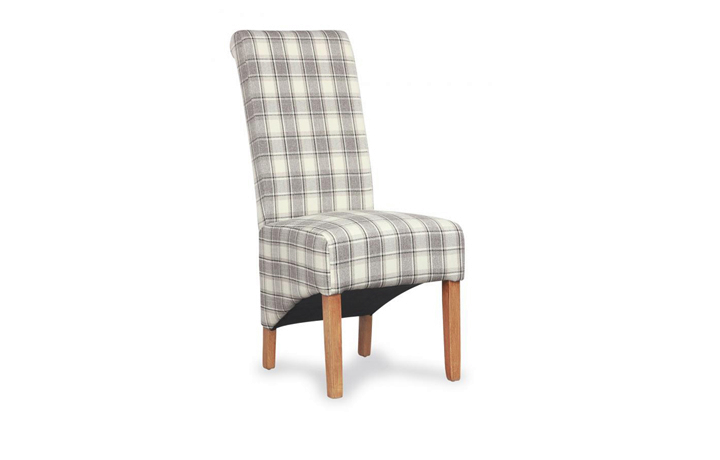 Upholstered Dining Chairs - Krista Herringbone Cappuccino Check Chair