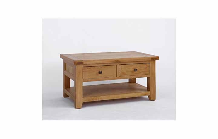 Toulouse Oak Furniture Range  - Toulouse Oak 2 Drawer Coffee Table