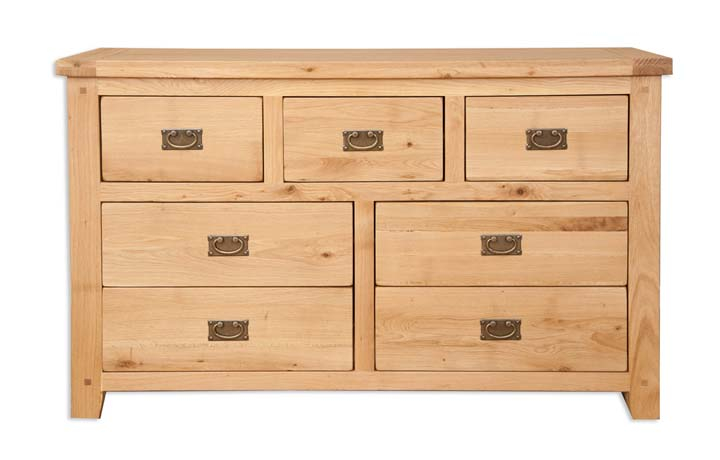 Oak Chest Of Drawers - Windsor Natural Oak 7 Drawer Wide Chest