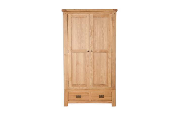 Oak 2 Door Wardrobe - Windsor Natural Oak 2 Door 2 Drawer Gents Wardrobe
