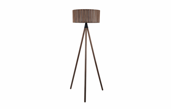 Lighting Range (PLL) - PLL134 Antique Wood Slat Tripod Floor Lamp Complete With Shade