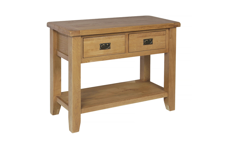 Essex Rustic Oak Furniture Range - Essex Rustic Oak 2 Drawer Console Table