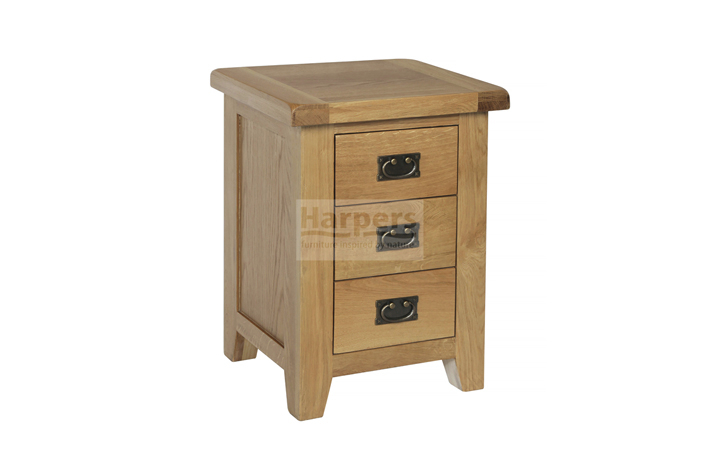 Oak 3 Drawer Bedside Cabinets - Essex Rustic Oak 3 Drawer Bedside