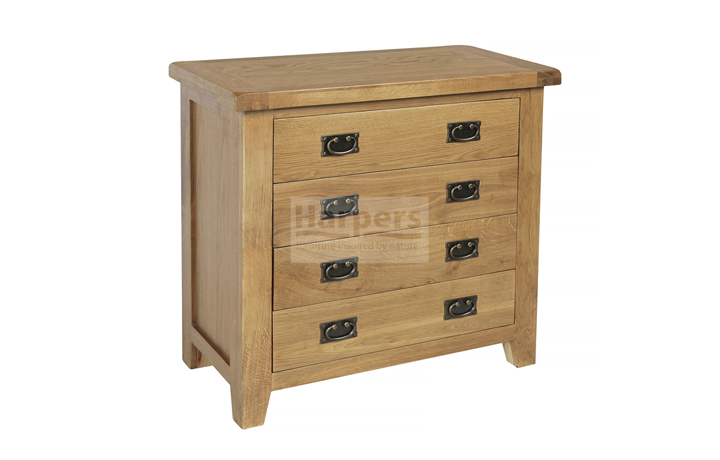 Essex Rustic Oak Furniture Range - Essex Rustic Oak Chest 4 Drawer Chest