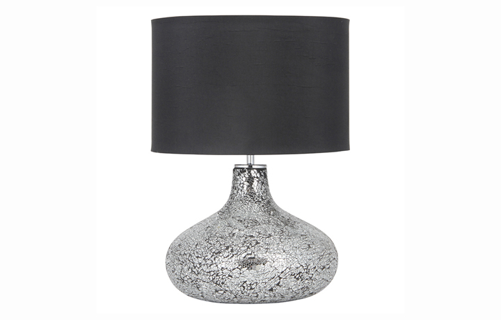 Lighting Range (PLL) - PLL144 - Silver Mirror Mosaic Base Lamp & Shade