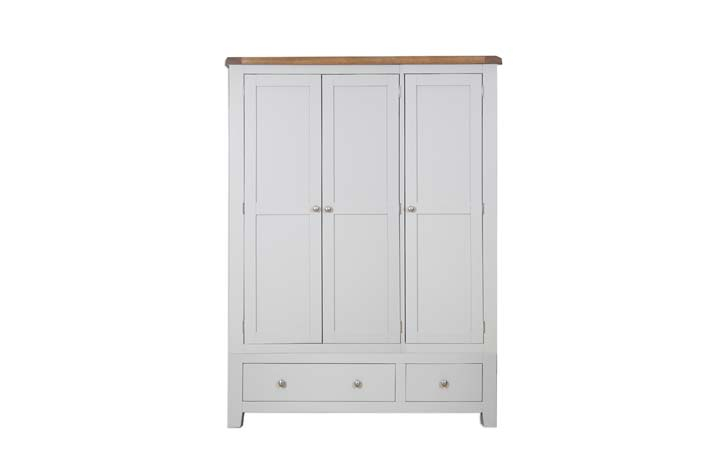 Painted 3 Door Wardrobes - Henley Grey Painted Triple Gents Robe