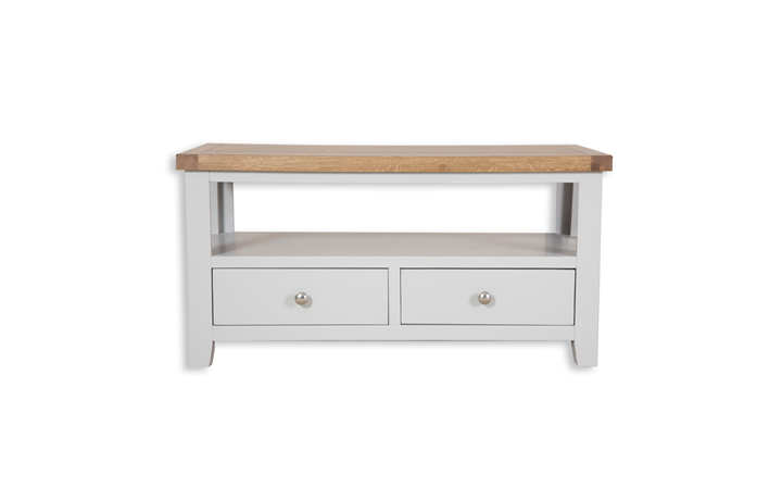 Henley Grey Painted Collection - Henley Grey Painted TV Table With 2 Drawers