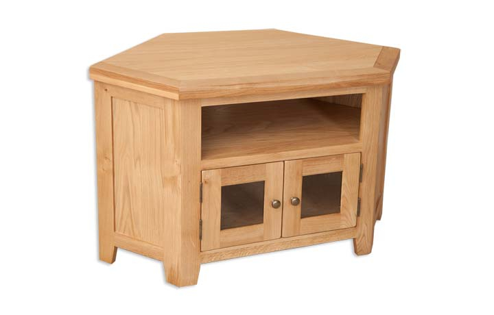 Windsor Natural Oak - Windsor Natural Oak Corner Glazed TV Cabinet