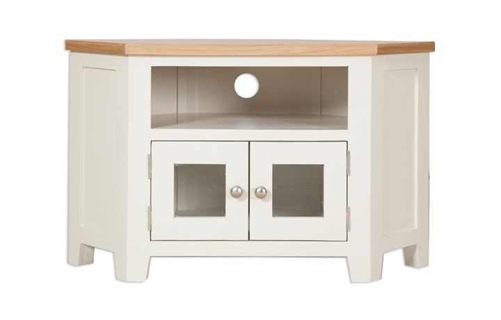 TV Cabinets - Chelsworth Ivory Painted Corner Glazed TV Cabinet