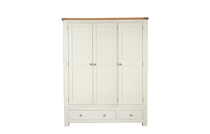 Wardrobes - Chelsworth Ivory Painted Triple Wardrobe With Drawers