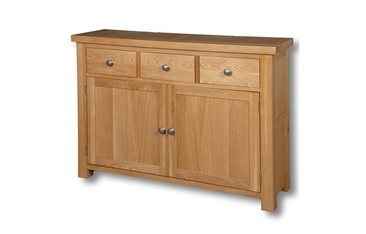 Suffolk Solid Oak Furniture Range - Suffolk Solid Oak 2 Door 3 Drawer Sideboard (115cm)