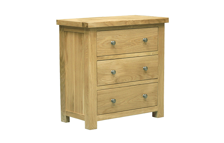 Oak Chest Of Drawers - Suffolk Solid Oak 3 Drawers Wide Wellington