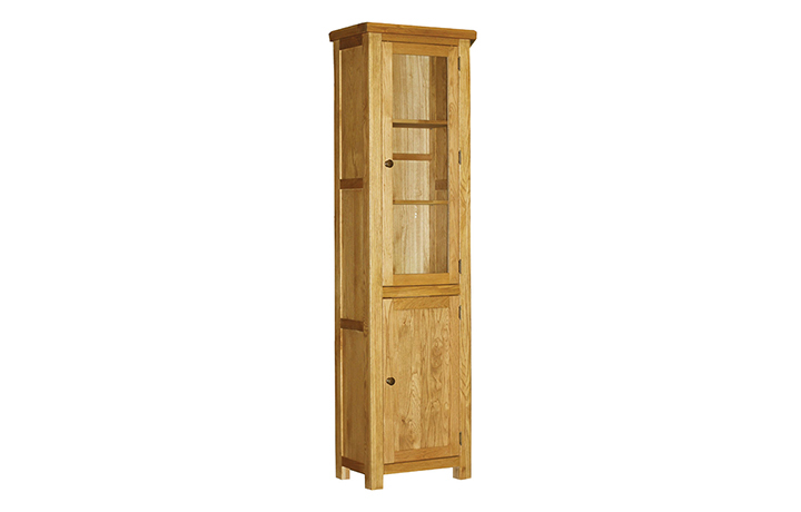 Bookcases - Norfolk Rustic Solid Oak Slim Glass Door Bookcase