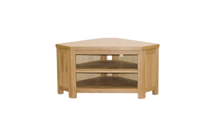 Norfolk Solid Oak Furniture Range - Norfolk Rustic Solid Oak Open Corner TV Unit
