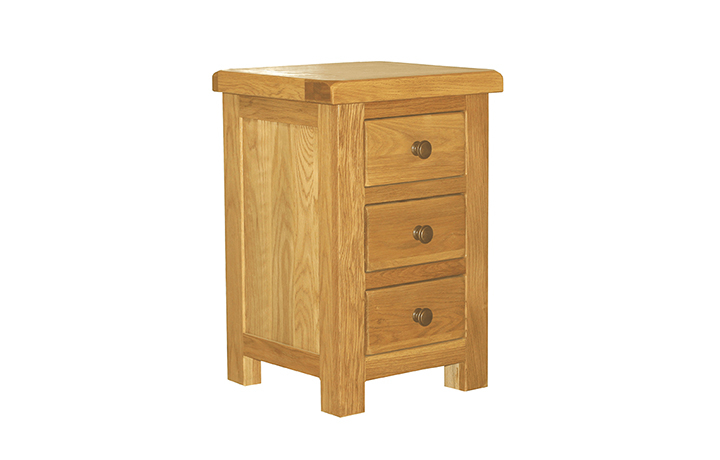 Oak 3 Drawer Bedside Cabinets - Norfolk Rustic Solid Oak 3 Drawer Mini Bedside