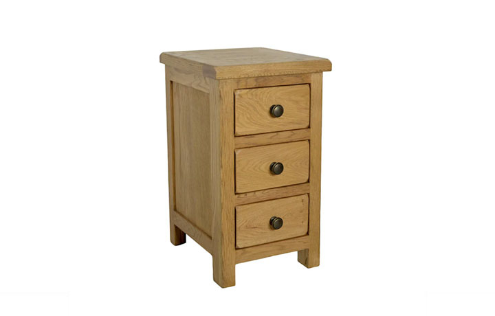 Norfolk Solid Oak Furniture Range - Norfolk Rustic Solid Oak 3 Drawer Mini Bedside