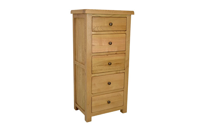 Chest Of Drawers - Norfolk Rustic Solid Oak 5 Drawer Wellington