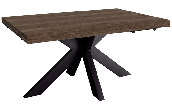Boston Rustic Oak Furniture Collection - Boston Oak 140cm Dining Table With Metal Star Base
