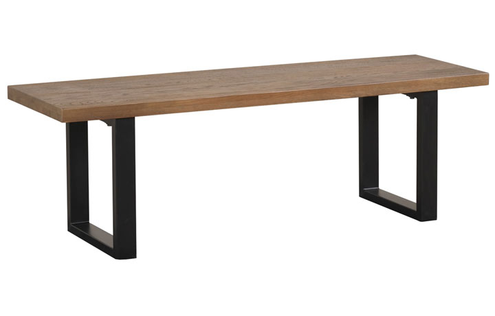 Boston Rustic Oak Furniture Collection - Boston Small Oak Bench With U Leg