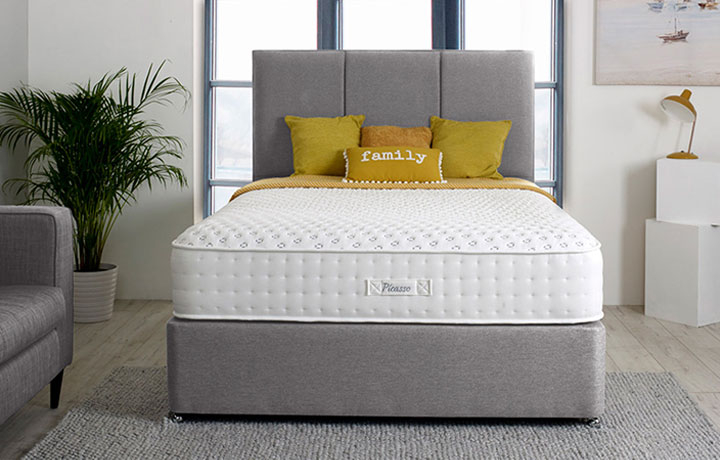 6ft Super Kingsize Mattress & Divan Packages - 6ft Super King Picasso 2000 Mattress With Plain Divan & Headboard Deal