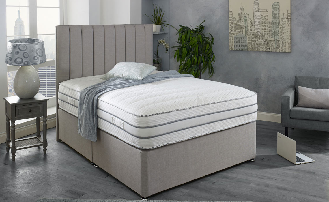 4ft & 4ft6 Double Mattress & Divan Package Deals  - 4ft6in Double Lunar 1000 Mattress With Plain Divan & Headboard Deal