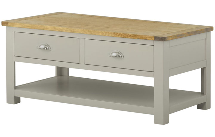 Coffee & Lamp Tables - Pembroke Stone Painted Coffee Table With Drawers 