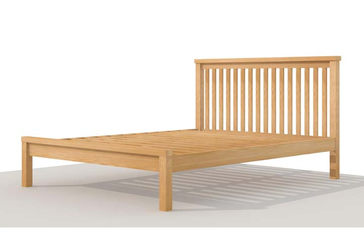 Clearance Furniture - York Solid Oak 6ft 6ches Solid Oak Slat Bed