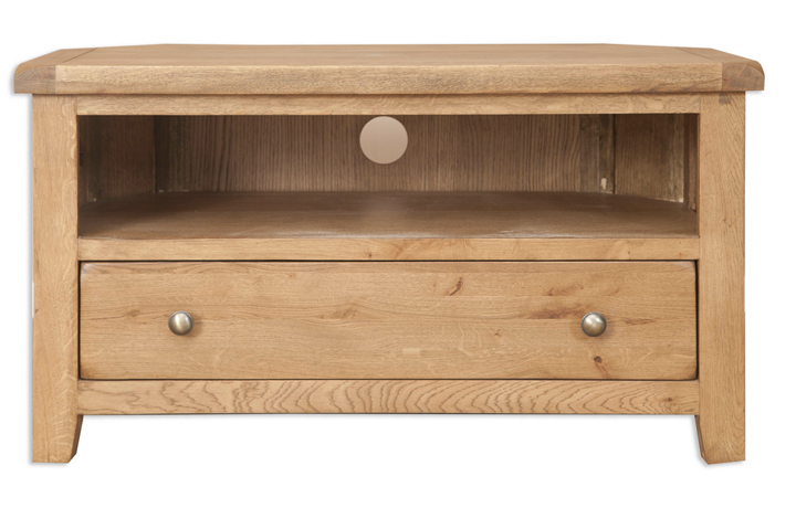 Oak Corner TV Units - Windsor Rustic Oak Corner TV Cabinet