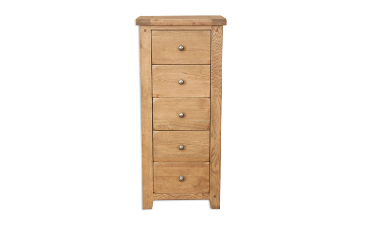 Chest Of Drawers - Windsor Rustic Oak 5 Drawer Tall Chest