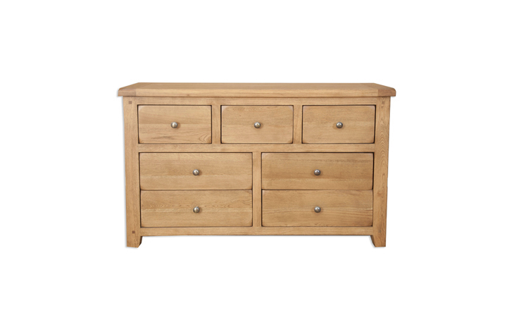 Chest Of Drawers - Windsor Rustic Oak 7 Drawer Wide Chest