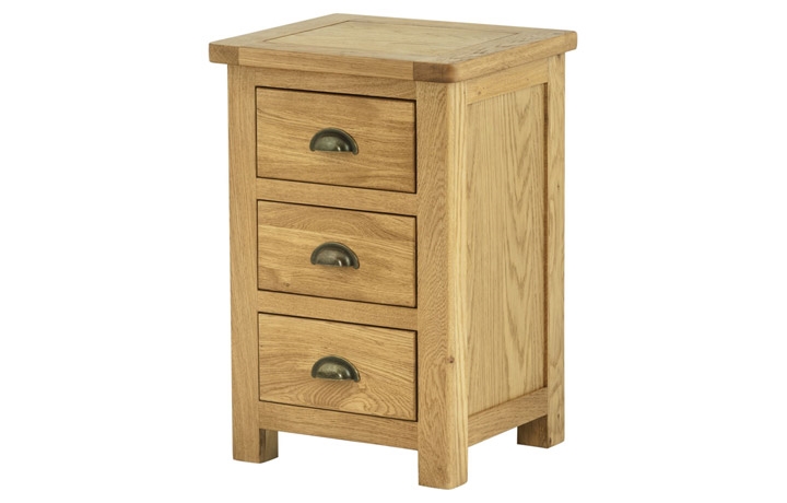 Oak 3 Drawer Bedside Cabinets - Pembroke Oak 3 Drawer Bedside 