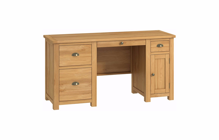 Office Furniture - Pembroke Oak Office Double Pedestal Desk 