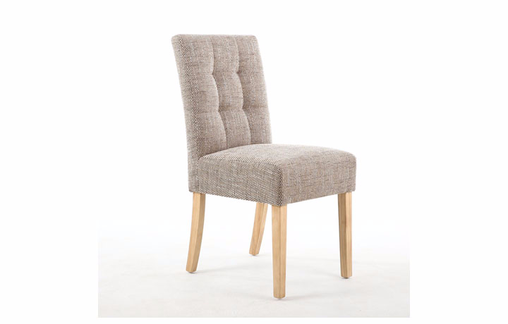 Kansas Upholstered Chairs - Kansas Oatmeal Tweed Dining Chair With Oak Legs