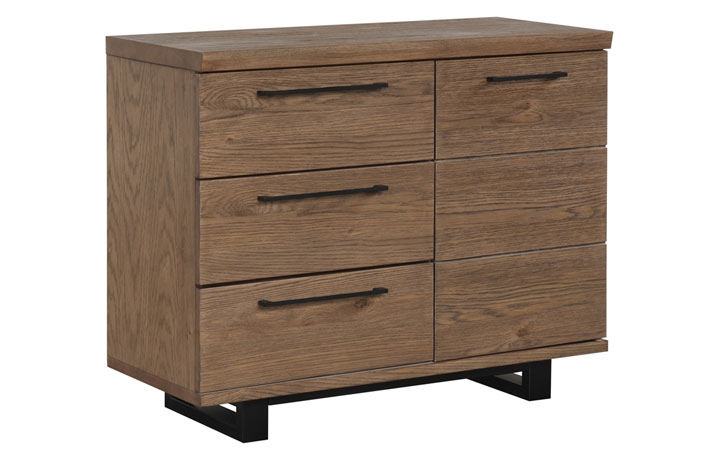 Boston Rustic Oak Furniture Collection - Boston Oak 1 Door 3 Drawer Sideboard