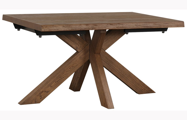 Boston Rustic Oak Furniture Collection - Boston Oak 140cm Dining Table With Wooden Star Base