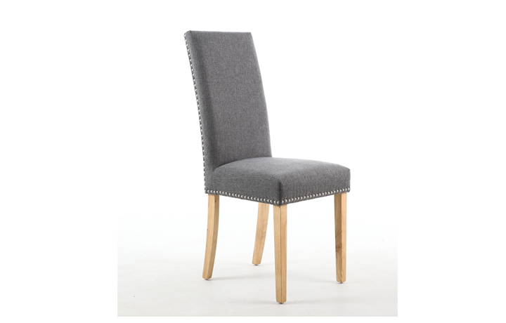 Diamond Upholstered Chairs - Diamond Steel Grey With Stud Dining Chair
