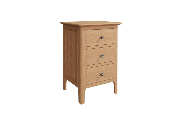 Oak 3 Drawer Bedside Cabinets - Odense Oak Large 3 Drawer Bedside