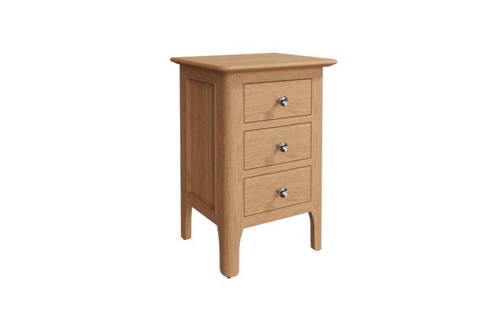 Oak 3 Drawer Bedside Cabinets - Odense Oak Small 3 Drawer Bedside