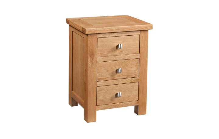 Oak 3 Drawer Bedside Cabinets - Lavenham Oak 3 Drawer Bedside