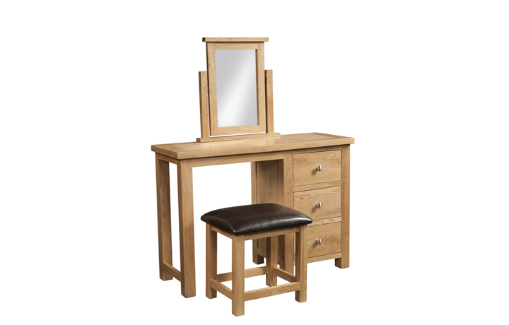 Lavenham Oak Furniture Collection - Lavenham Oak Single Pedestal Dressing Table & Stool 