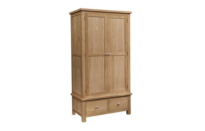 Oak 2 Door Wardrobe - Lavenham Oak Gents Wardrobe With 2 Drawers