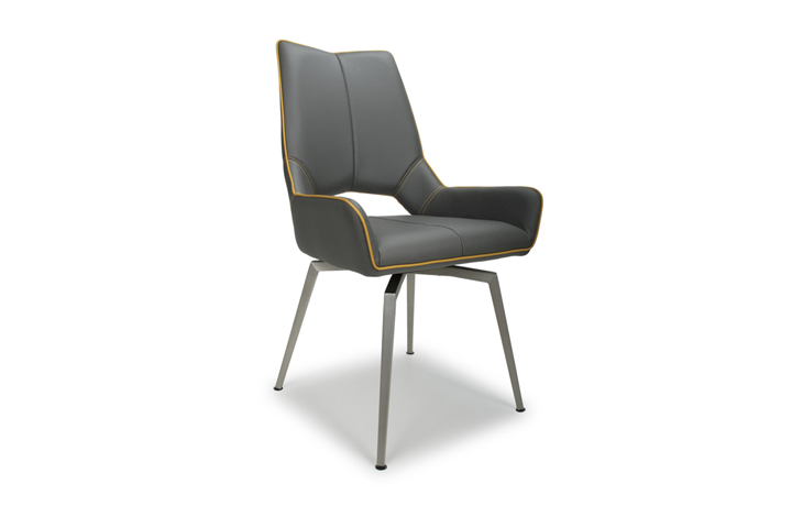 Leather or PU Dining Chairs - Richmond Graphite Grey Leather Chair 