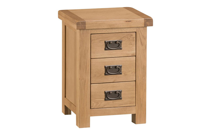 Oak 3 Drawer Bedside Cabinets - Burford Rustic Oak 3 Drawer Bedside