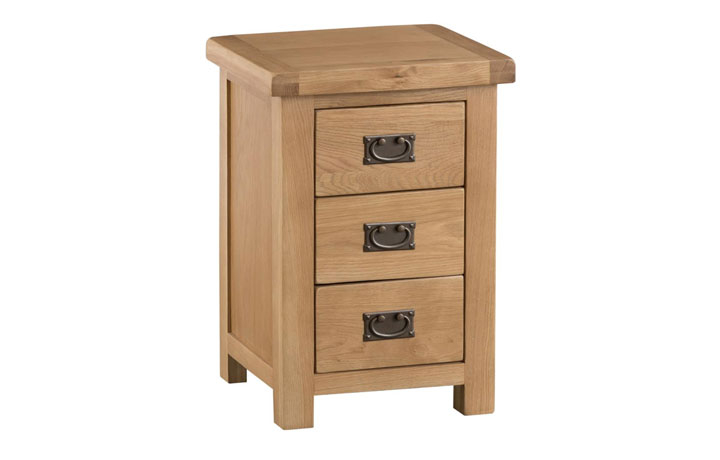 Oak 3 Drawer Bedside Cabinets - Burford Rustic Oak Large 3 Drawer Bedside Cabinet