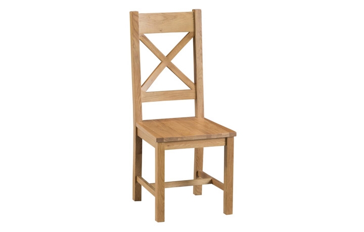 Burford Rustic Oak Collection - Burford Rustic Oak Cross Back Chair Wooden Seat