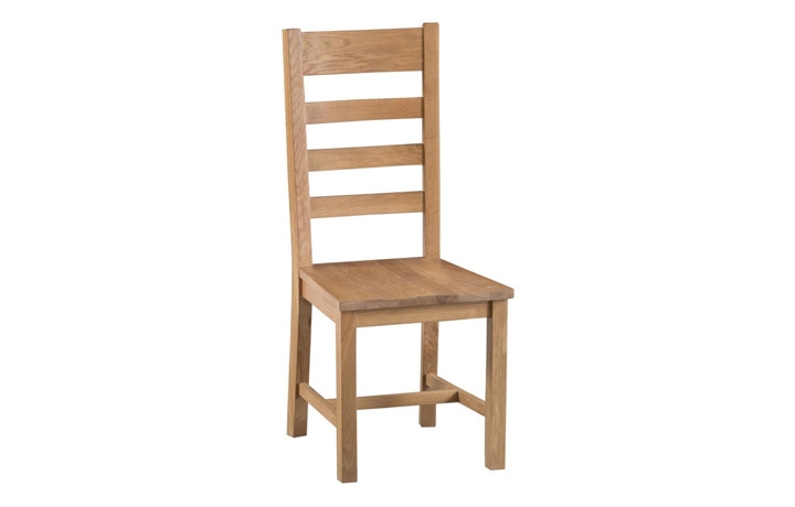 Burford Rustic Oak Collection - Burford Rustic Oak Ladder Back Chair Wooden Seat