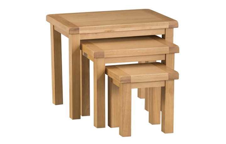 Burford Rustic Oak Collection - Burford Rustic Oak Nest Of 3 Tables