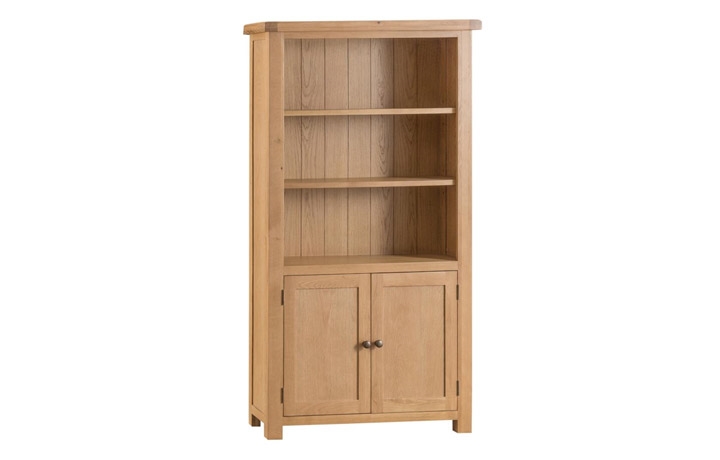 Burford Rustic Oak Collection - Burford Rustic Oak Large Bookcase With Doors 